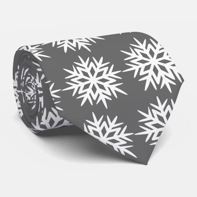 Ad Man Snowflake Foulard Holzkohle Gray zweiseitig Krawatte (Gerollt)