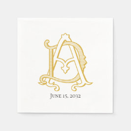 AD oder DA monogramm antik Vintag in gold-Napkins Serviette