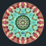ADA ~ CHRISTMAS 2024 ~ WOW! Red Green Gold Runder Aufkleber<br><div class="desc">Das ist ein buntes Kaleidoskop-Muster,  aus Rot-,  Grün- und Goldtönen. Es ist 3D.</div>