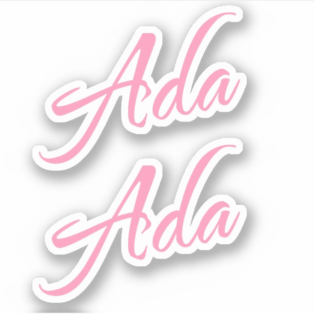 Ada Decorative Name in Pink x2 Aufkleber (Vorderseite)