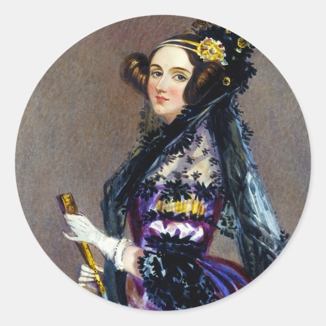 Ada King Countess of Lovelace von Alfred Chalon Runder Aufkleber (Vorderseite)