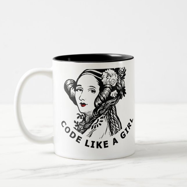 Ada Lovelace T - Shirt Code wie ein Mädchen Zweifarbige Tasse (Links)
