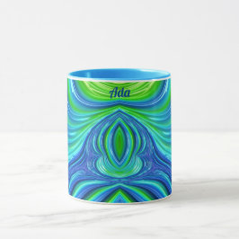 ADA ~ Zany 3D Fraktal ~ Blaue grüne Tasse