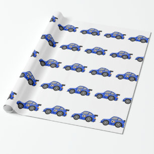 Adable Blue Rennwagen - Wählen Sie die Hintergrun Geschenkpapier