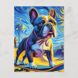 Adable Boston Terrier Skateboarding Postkarte