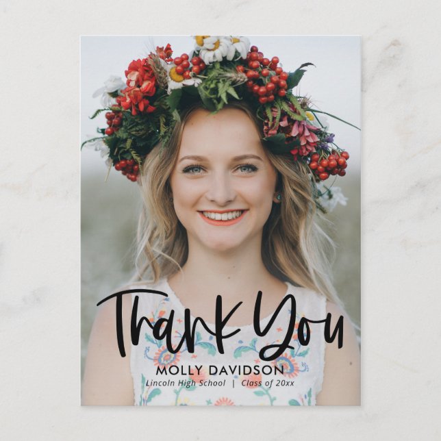 Adable Type Moderner Abschluss Danke Postcard Postkarte (Vorderseite)