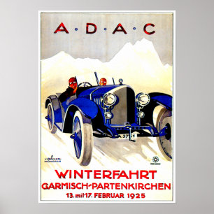 ADAC deutsches Auto-Rennen ~ Vintage Poster