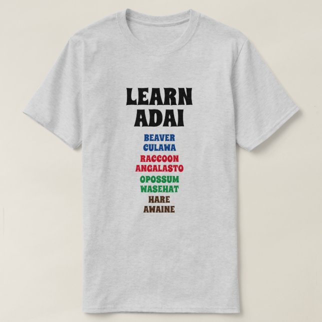 Adai lernen - Biber, Raccoon, Opossum, Hare T-Shirt (Design vorne)