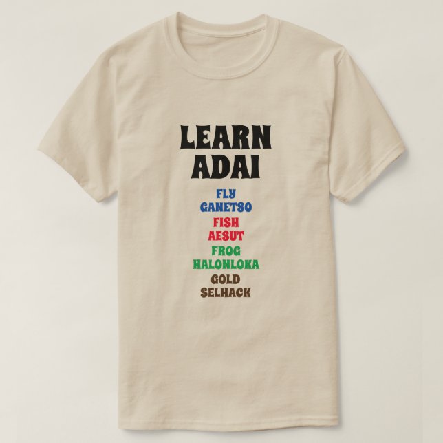Adai lernen - Fliegen, Fisch, Frosch, Gold T-Shirt (Design vorne)