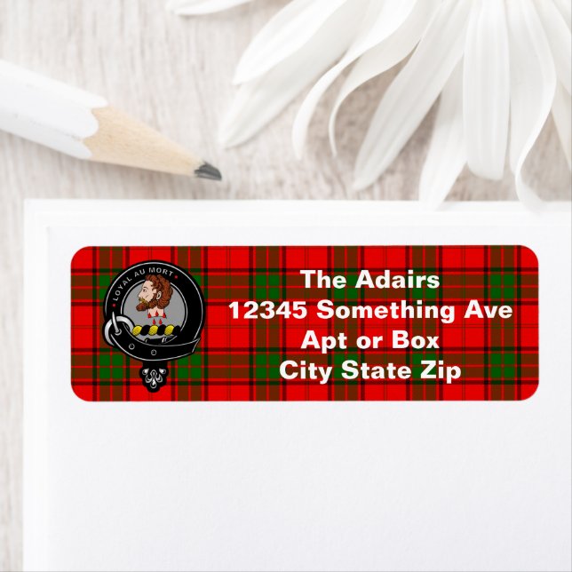 Adair Clan Abzeichen & Tartan Personalisiert (Insitu)