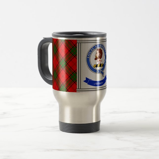 Adair Clan Abzeichen & Tartan Personalisiert Reisebecher (Vorderseite Links)