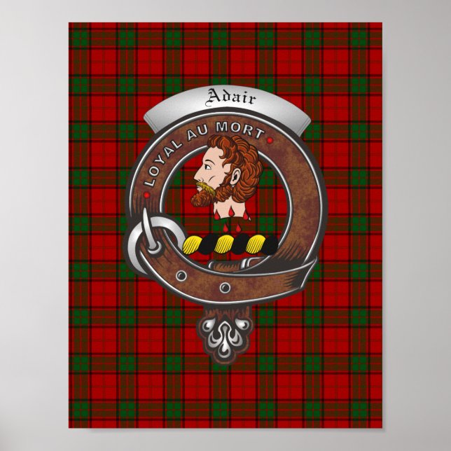 Adair Clan Badge & Tartan Poster 8.5x11 (Devant)