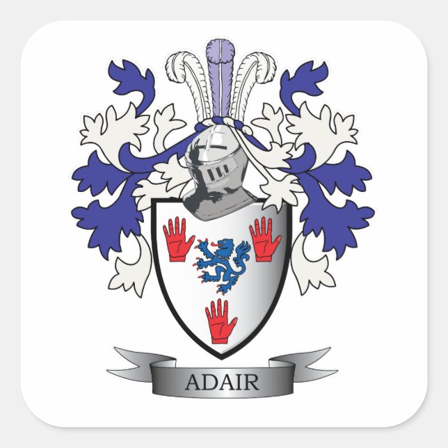 Adair Familienwappen Coat of Arms Quadratischer Aufkleber (Vorderseite)