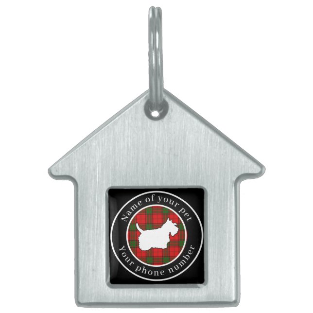 Adair Tartan Scottie Dog Personalisiert Tiermarke (Vorderseite)