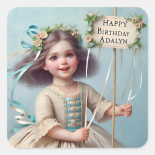 ADALYN ~ HAPPY BIRTHDAY ~ Maypole ~ Quadratischer Aufkleber