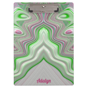 ADALYN ~ PASTEL 3D! Rosa, Grün und Weiß GLOSSY Klemmbrett