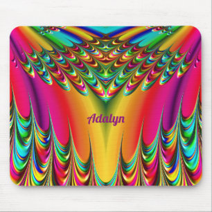 ADALYN ~ Verrücktes heißes Gelb, Blau, Grün und Ro Mousepad