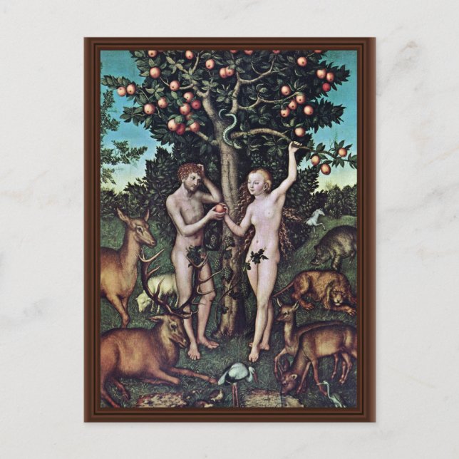 Adam and Eve by Cranach D. Ä. Lucas (beste Qualitä Postkarte (Vorderseite)