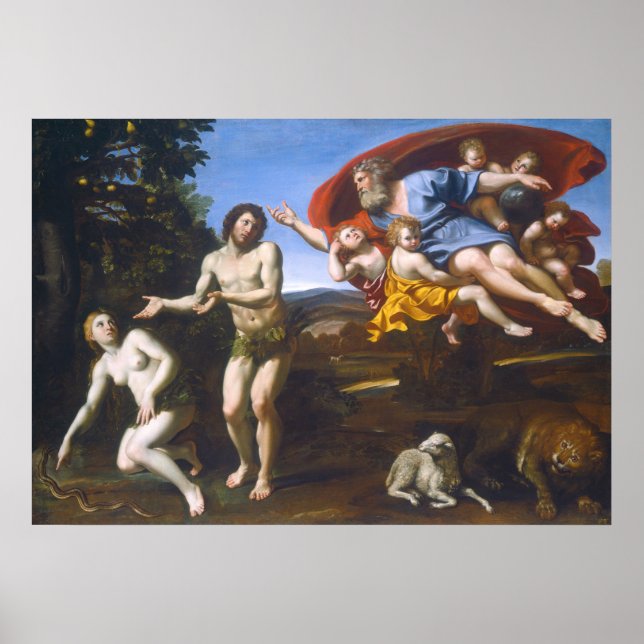 Adam and Eve - Domenichino Fine Art Poster (Vorne)