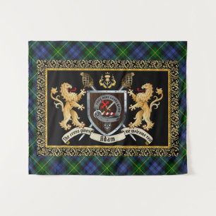 Adam Clan Abzeichen & Motto mit Löwen Wandteppich