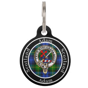 Adam Clan Abzeichen & Tartan Personalisiert People Haustiermarke