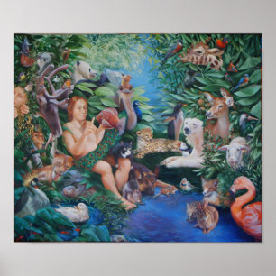 Adam, das Tiere u. Auftritt von Eve-Drucken nennt Poster