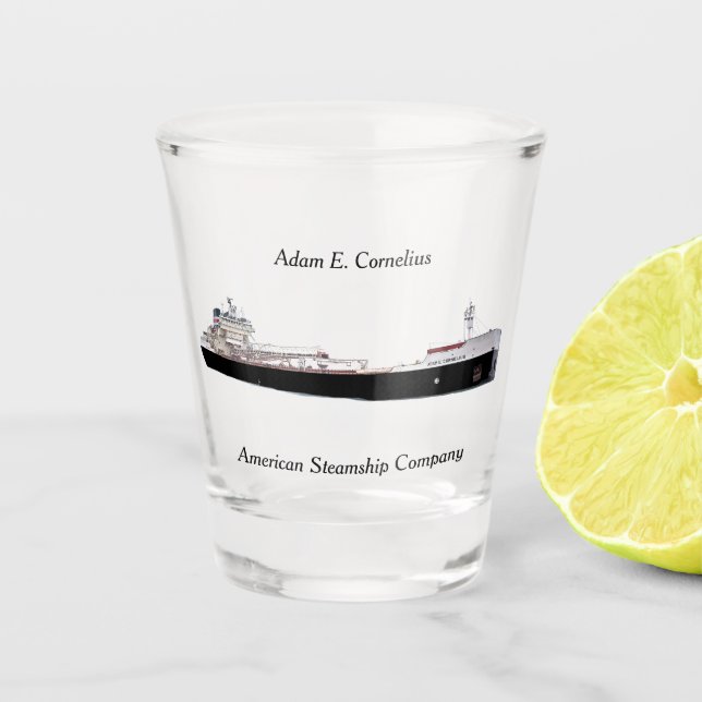 Adam E. Cornelius Schussglas Schnapsglas (Vorderseite)