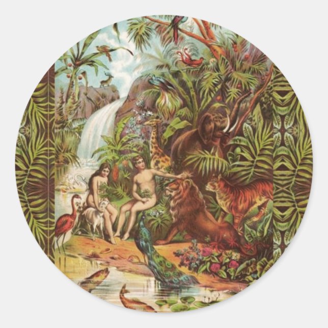 Adam Et Eve Dans Le Sticker Coeur Du Jardin (Devant)