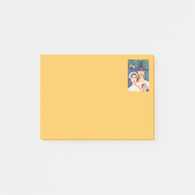 ADAM & EVE PILGRIMS, BIBLICAL WHIMSY ERNTEDANK POST-IT KLEBEZETTEL (Vorderseite)