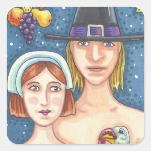 ADAM & EVE PILGRIMS THANKSGIVING STICKER SHEET Squ