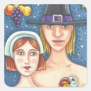 ADAM & EVE PILGRIMS THANKSGIVING STICKER SHEET Squ