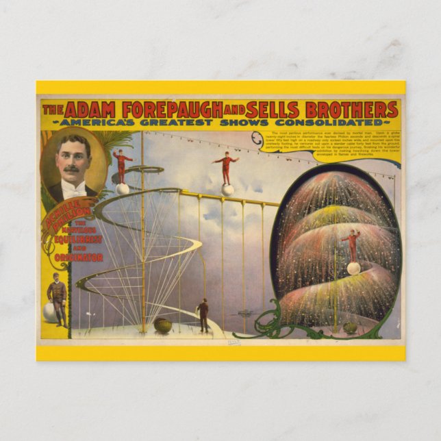 Adam Forepaugh und verkauft Brothers Circus Poster Postkarte (Vorderseite)
