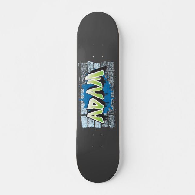 Adam Ihr Name Graffiti Brick Wall stilisiert Skateboard (Vorne)