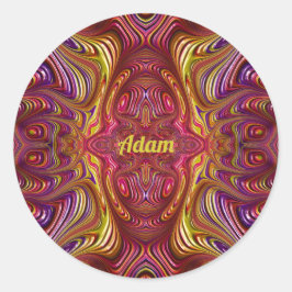 ADAM ~ mehrfarbiges Fraktal Design ~ Classic Roun Runder Aufkleber