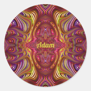 ADAM ~ mehrfarbiges Fraktal Design ~ Classic Roun Runder Aufkleber