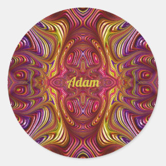 ADAM ~ mehrfarbiges Fraktal Design ~ Runder Aufkleber