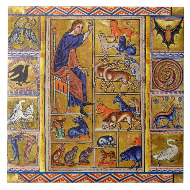 ADAM NAMING TIERE, MEDIEVAL BESTIARY, HÄNDER,LIONE FLIESE (Vorderseite)