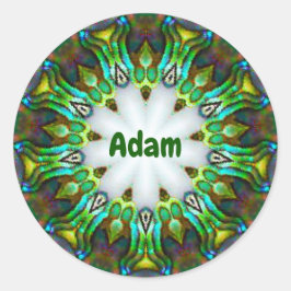 ADAM ~ Personalisierte Paua Muschel Fraktal ~ Runder Aufkleber