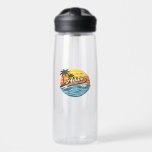 Adam Retro Sunset Name Design Trinkflasche<br><div class="desc">Retro sunset name design featuring Adam in a vintage beach sunset style with palm trees,  ocean waves,  and birds. A classic retro aesthetic perfect for personalized name gifts and everyday wear.</div>