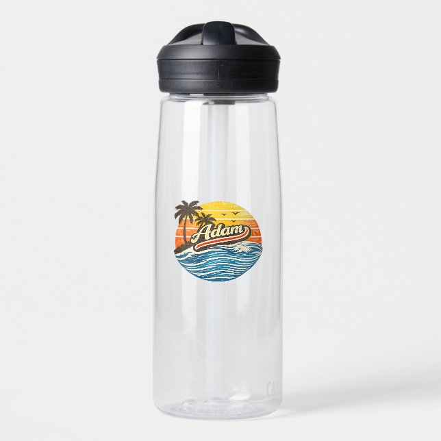 Adam Retro Sunset Namensdesign Trinkflasche (Vorne)