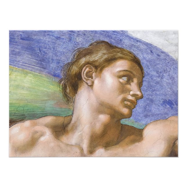 Adam, Sixtinische Kapelle von Michelangelo Fotodruck (Vorne)