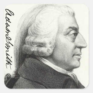 Adam Smith Profil (mit Unterschrift) Quadratischer Aufkleber