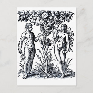 Adam und Eva und der Baum der Erkenntnis Postkarte