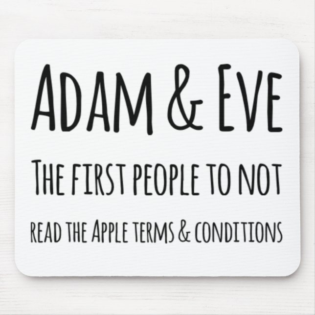 Adam und Eve die ersten Menschen, die nicht lesen Mousepad (Vorne)