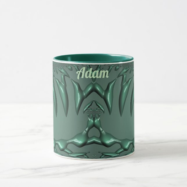 ADAM ~ Zany 3D Fractal ~ Green 3D Mug (Centre)
