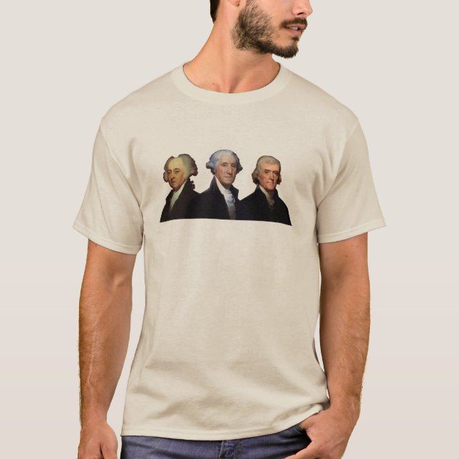 Adams, Washington und Jefferson Portraits T-Shirt (Vorderseite)