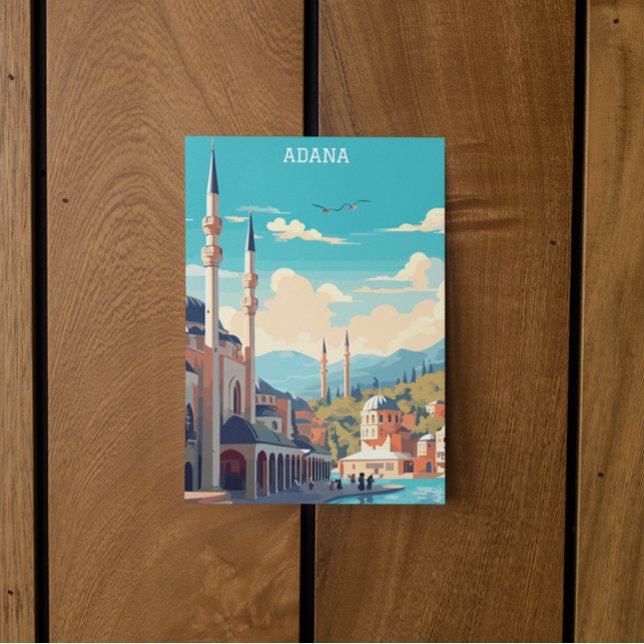 Adana Turkey Retro Vintage Travel Postkarte (Adana Turkey Postcard)