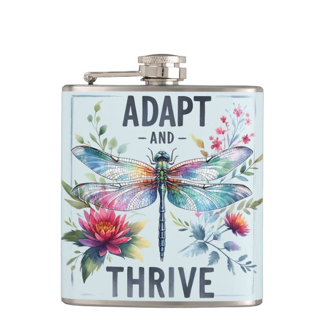 Adapt and Thrive - Artistic Dragonfly Flachmann (Vorderseite)