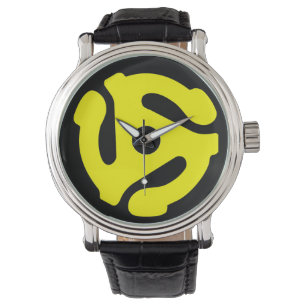 Adapteruhr mit 45 U/min (gelb auf schwarz) Armbanduhr