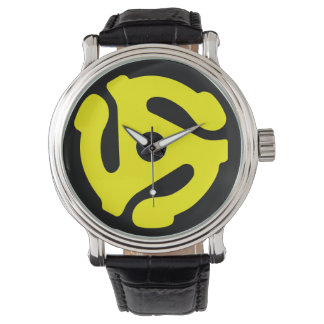 Adapteruhr mit 45 U/min (gelb auf schwarz) Armbanduhr